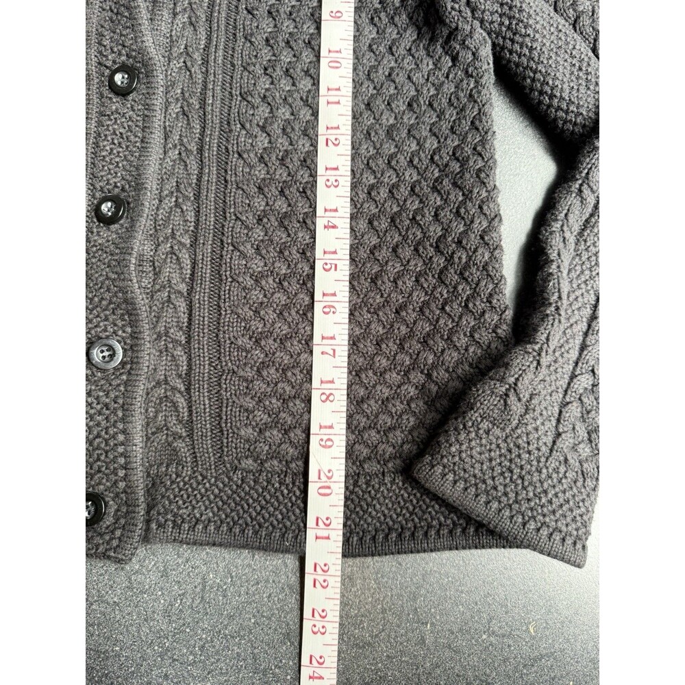 Women’s L.L. Bean Cotton Cardigan Fisherman Chunky Cable Knit Sweater Black M - Picture 8 of 8
